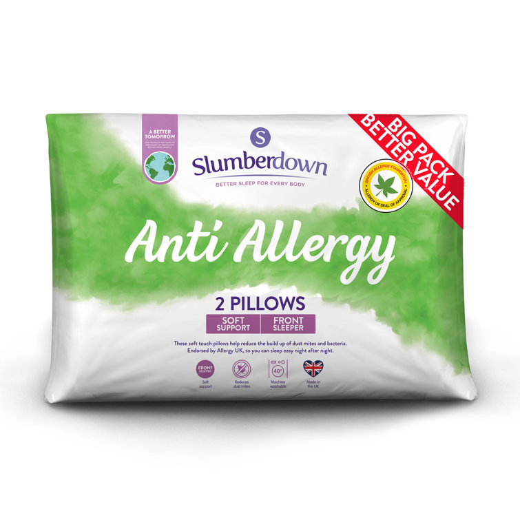 Slumberdown Anti Allergy Pillow, Soft Support, 2 Pack Wayfair.co.uk